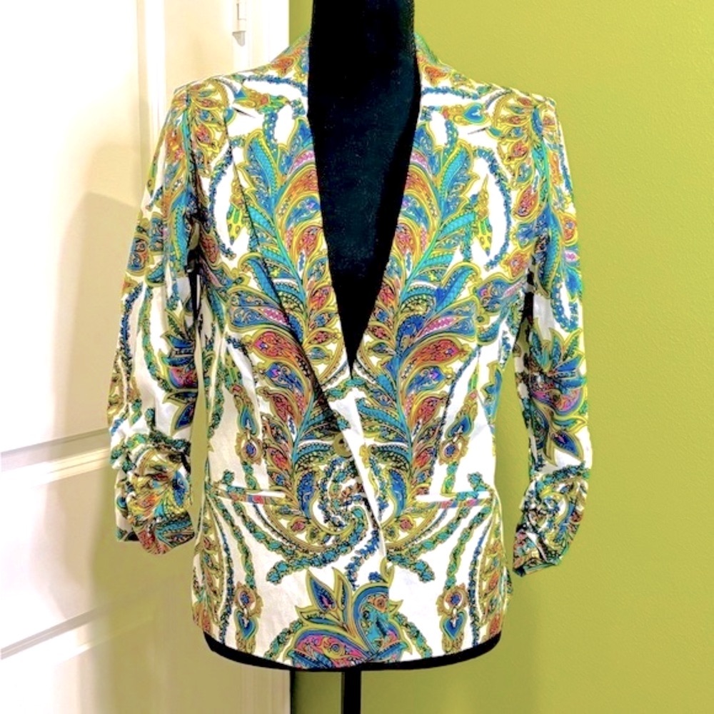 New York Collection Colorful Paisley Blazer Size Small